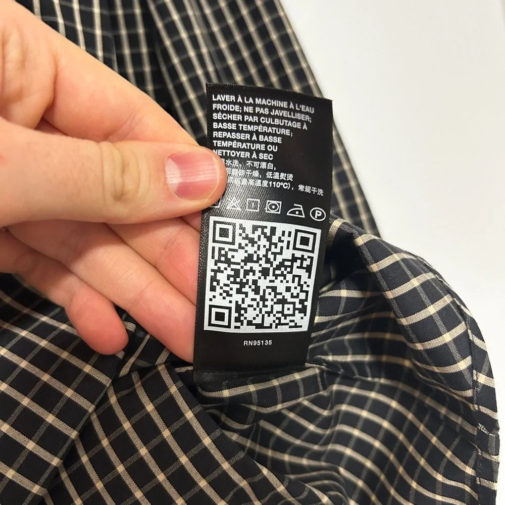 Lafayette 148 New York Womens Black White Grid Plaid Button Down Shirt Size M - Picture 6 of 7